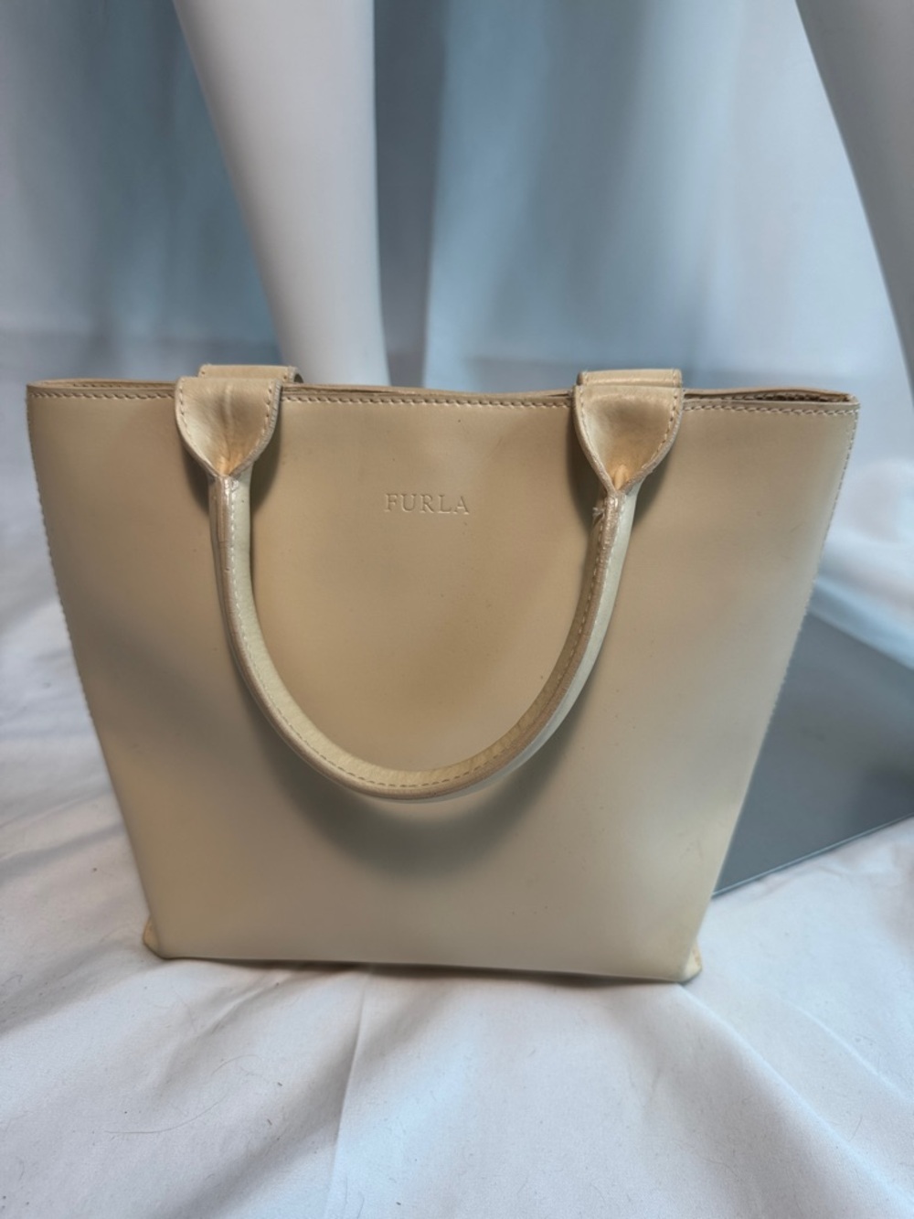 Furla Beige Leather Structured Tote